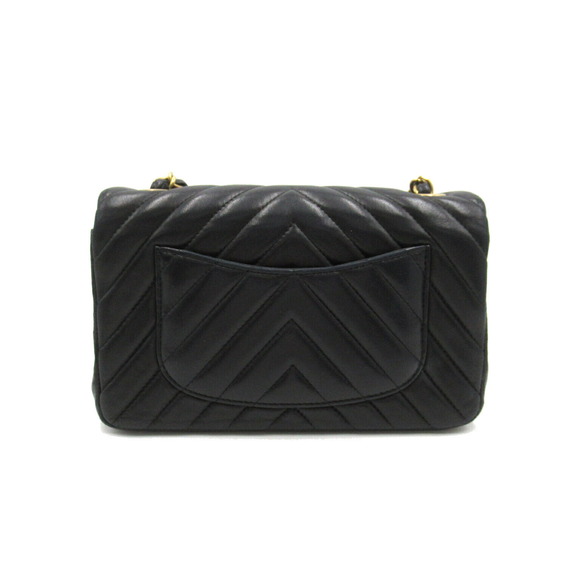 Chanel Lambskin Black Stitch Matelasse Shoulder Bag V Chain Mini - Picture 1 of 10